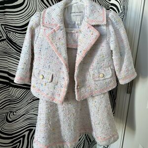Janie and Jack Pink Tweed Kids Jacket & Dress Set